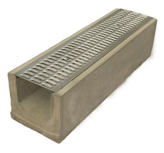 Лоток водоотводный бетонный Standart с решеткой штампованной оцинкованной (1000x290x250)