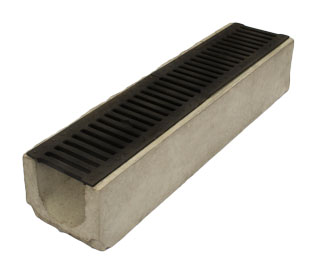Лоток для водостока бетонный Standart с решеткой чугунной (1000x230x190)