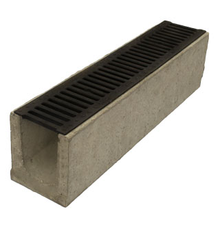 Лоток водоотводный бетонный Standart с решеткой чугунной (1000x230x255)