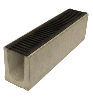 Лоток дренажный водоотводный бетонный Standart с решеткой чугунной (1000x230x290)