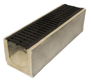 Лоток водоотводный бетонный Standart с решеткой чугунной (1000x290x280)