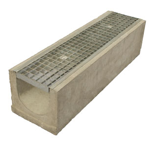 Лоток водосточный бетонный Standart с решеткой ячеистой сталь оцинкованной (1000x230x190)