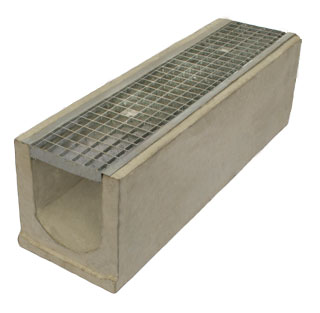 Лоток водоотводный бетонный Standart с решеткой ячеистой сталь оцинкованной (1000x290x300)