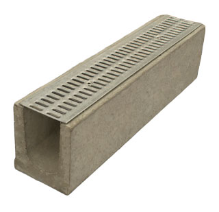 Лоток дренажный водоотводный бетонный Standart с решеткой штампованной оцинкованной (1000x230x255)