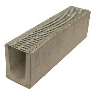 Лоток для водостока бетонный Standart с решеткой штампованной оцинкованной (1000x230x290)
