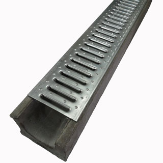 Желоб водоотводный бетонный Standart с решеткой штампованной оцинкованной (1000x230x290)