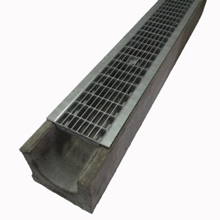 Лоток водоотводный бетонный Standart с решеткой ячеистой сталь оцинкованной (1000x230x255)