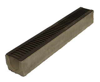 Водоотводный лоток бетонный Standart с решеткой чугунной (1000x140x125)