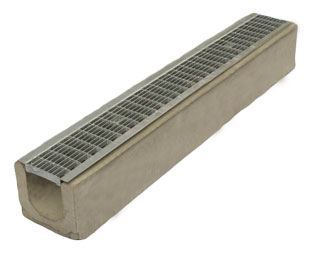 Водоотводный лоток бетонный Standart с решеткой ячеистой сталь оцинкованная (1000x165x145)