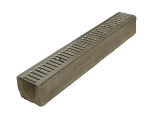 Водоотводный лоток бетонный Standart с решеткой штампованной оцинкованной (1000x140x125)