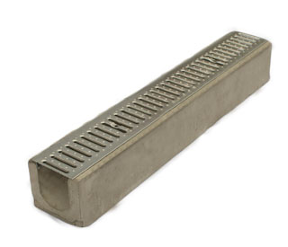 Водоотводный лоток бетонный Standart с решеткой штампованной оцинкованной (1000x165x145)