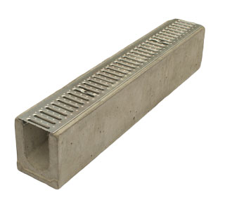 Водоотводный лоток бетонный Standart с решеткой штампованной оцинкованной (1000x165x190)